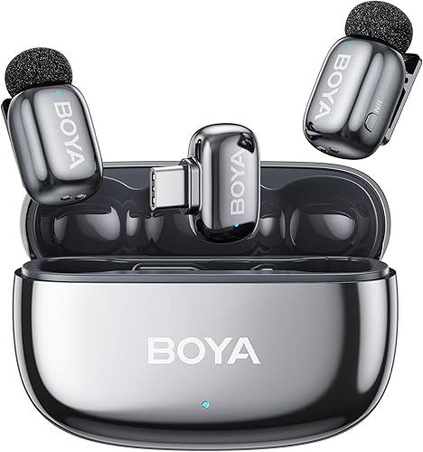 Miniatura 12 de BOYA Mini micrófono inalámbrico para Andriod/Tablets/PC con interfaz USB C, cancelación de ruido, duración de la batería de 30 horas con estuche de