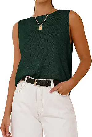 BTFBM Women's Sleeveless Sweater Vest 2025 Summer Crew Neck Ribbed Knit Lightweight Pullover Casual Loose Fit Tank Tops