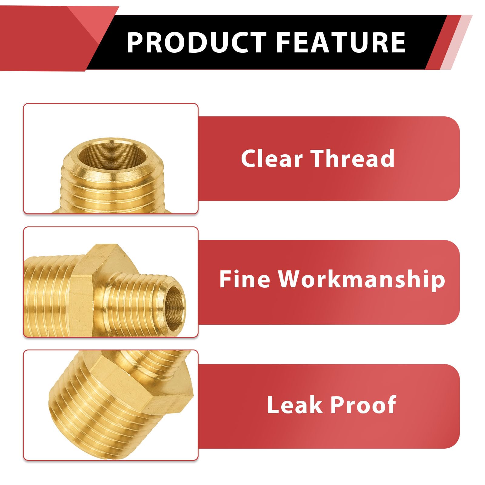 EFIELD - Confezione da 10 adattatori dritti NPT maschio da 1/2" x 1/4" per tubi in rame, ottone o ferro