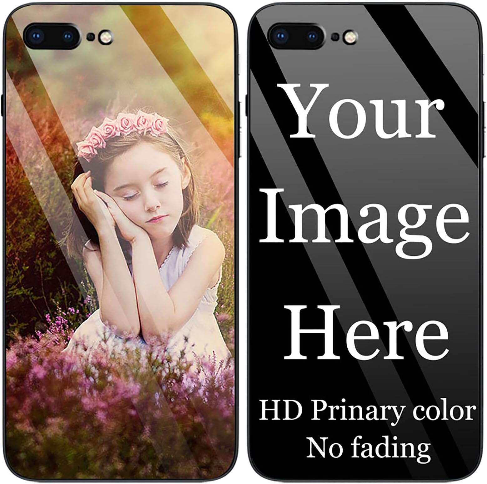 Depthlan Custom Phone Case for iPhone 8 Plus Glass Cover, Anti-Scratch Soft TPU Personalized Photo Make Your Own Picture Cases