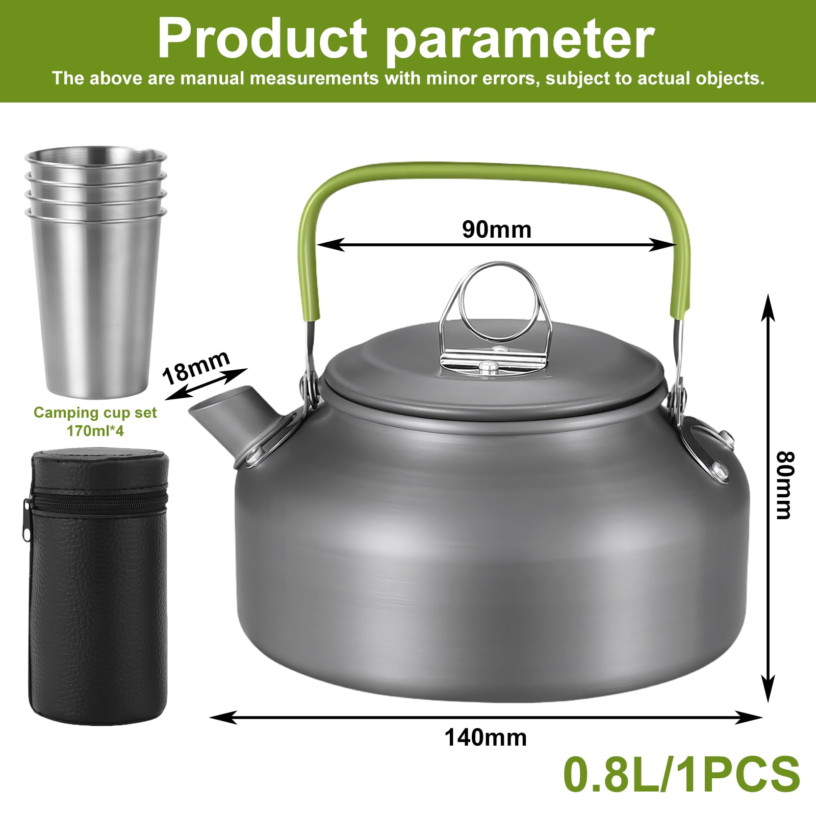 Bouilloire En Aluminium: Bouilloire Portable Ultra-Légère de 0,8L, Idéale Pour Le Camping, Le Plein Air, La Randonnée Et Le Pique-Nique (0,8 Litre)