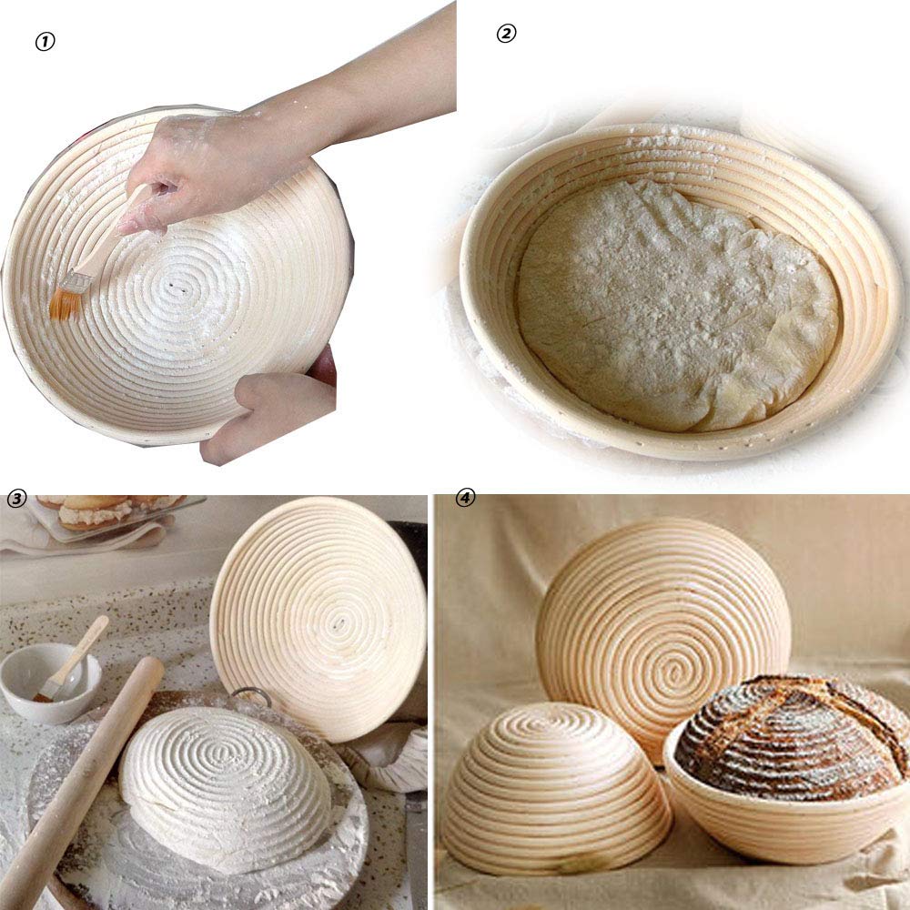 Banneton pour Pain, Panier de fermentation Rond 25 x 8 cm, Panier de fermentation en rotin, Accessoires de pâtisserie, Panier de cuisson, Pour la maison et la pâtisserie professionnelle