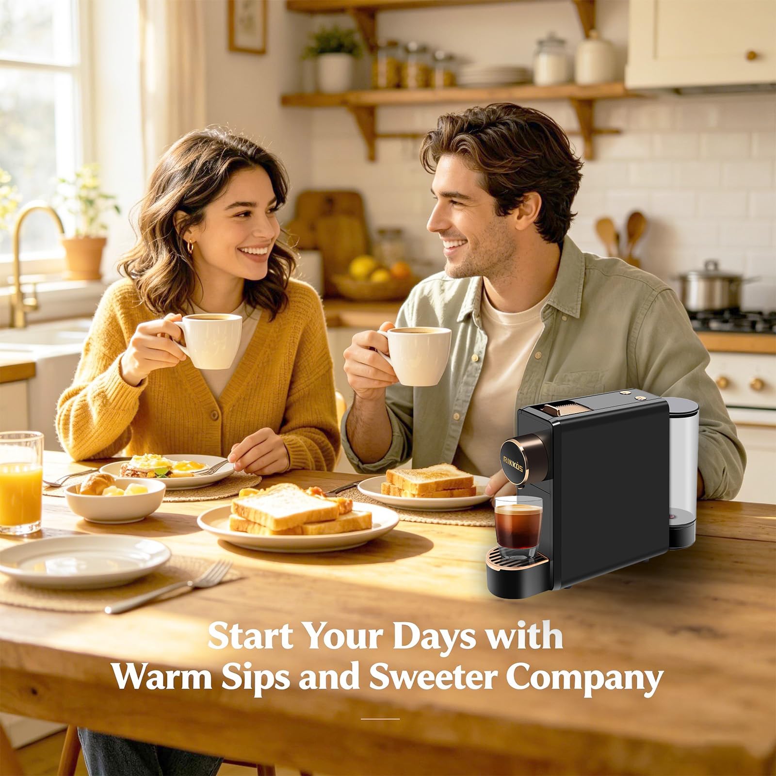 Máquina de café espresso negra para cápsulas compatibles con Nespresso, cafetera de una sola porción programable para cápsulas de expreso, bomba de alta presión italiana de 20 barras, mini