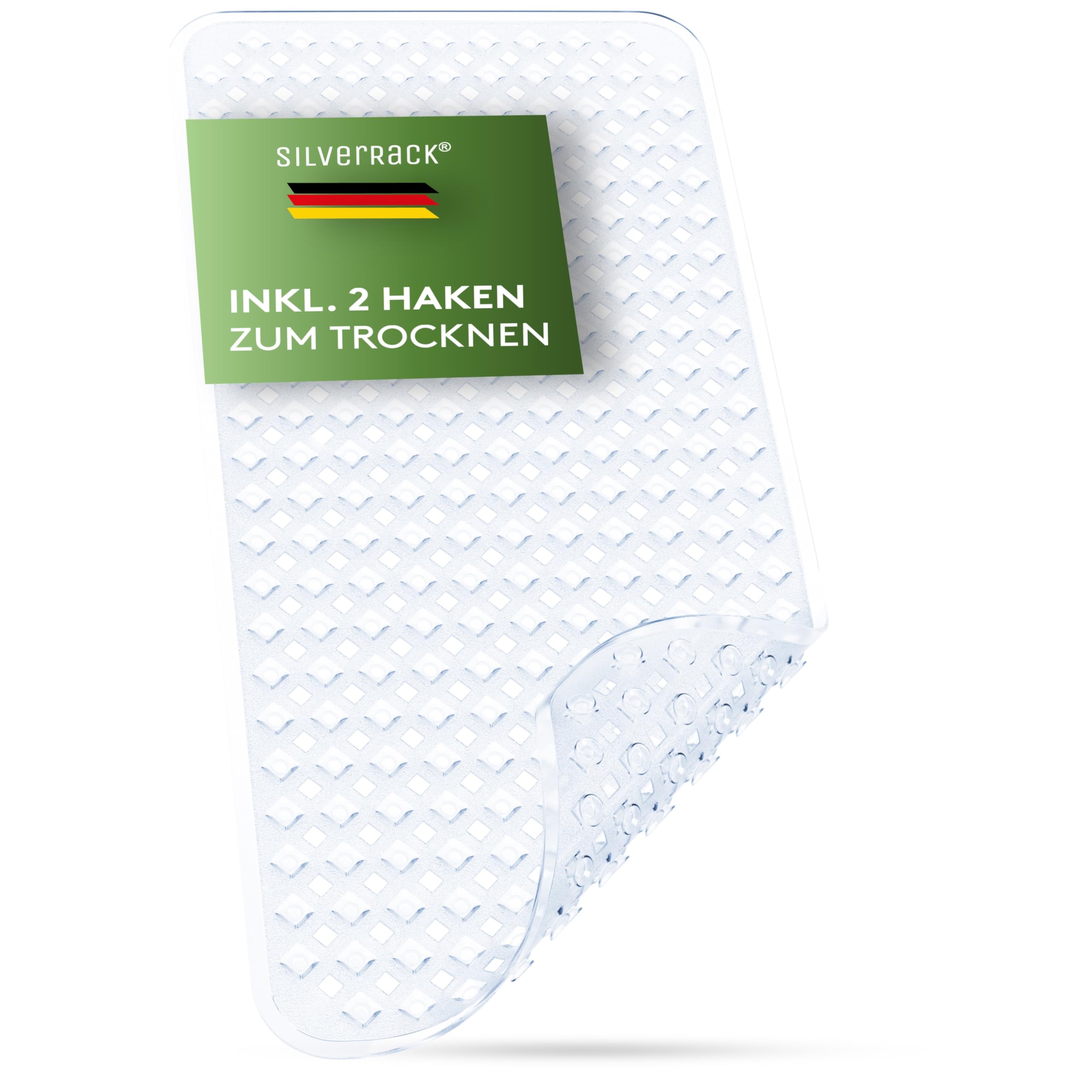 SilverRack Badewannenmatte 88x40 cm (Transparent RAUTEN) - Antirutschmatte Badewanne BPA frei für Kinder und Babys - Duschmatte schimmelresistent & maschinenwaschbar - Badematte rutschfest