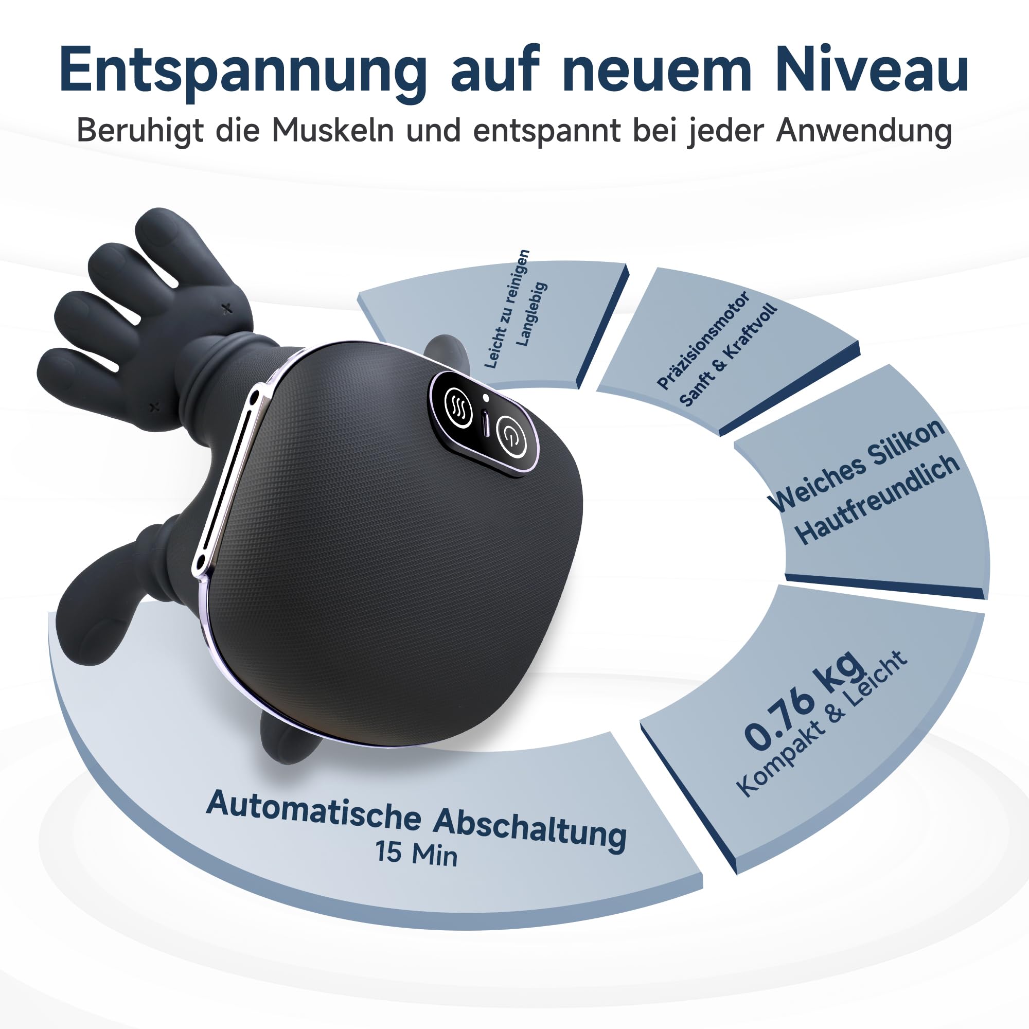 4D Shiatsu Nackenmassagegerät mit Wärme, 3 Intensitätsstufen