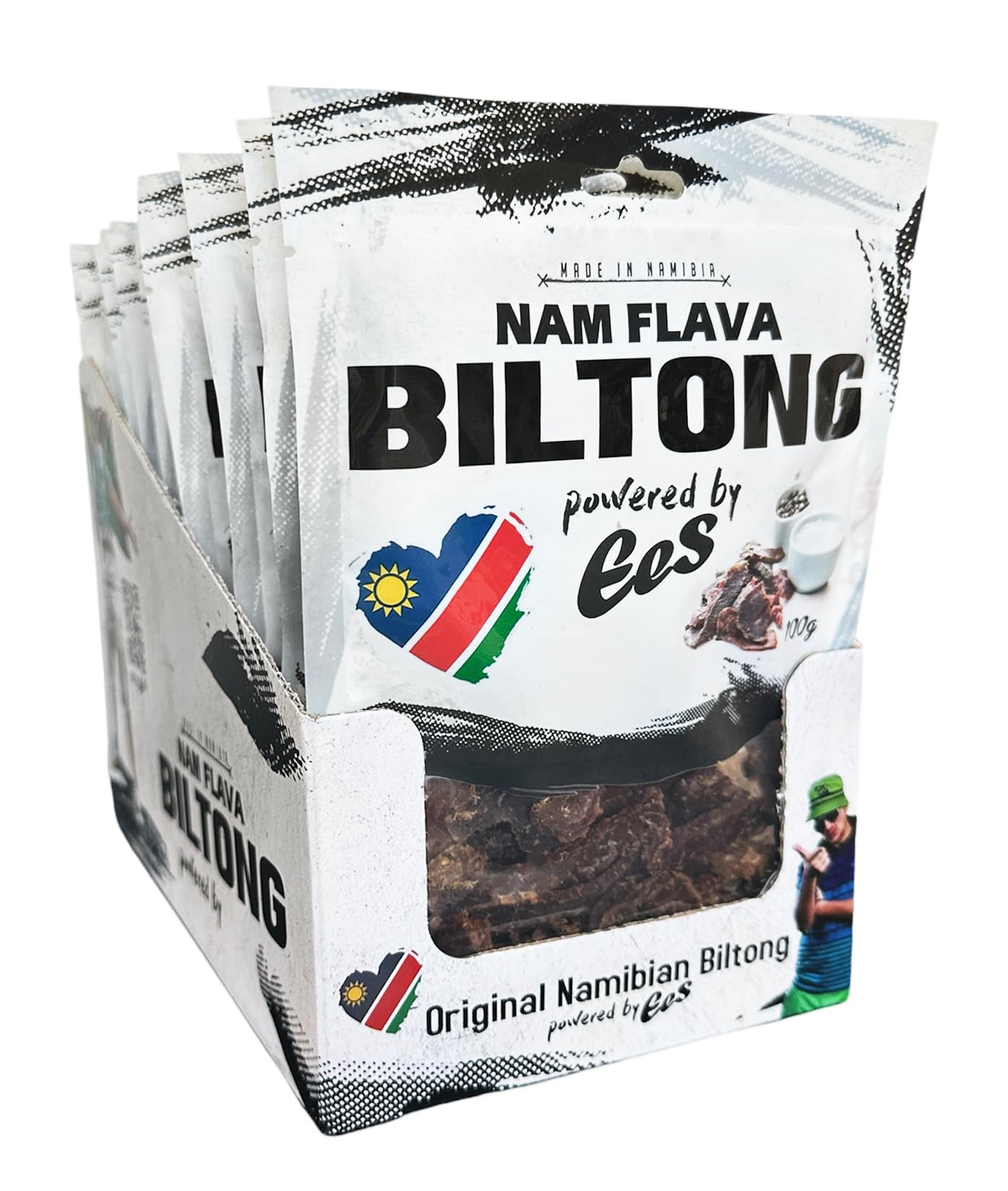Nam Flava - Biltong original de Namibia - 1,2 kg (12x100 g) - Beef Jerky, carne seca, mucha proteína