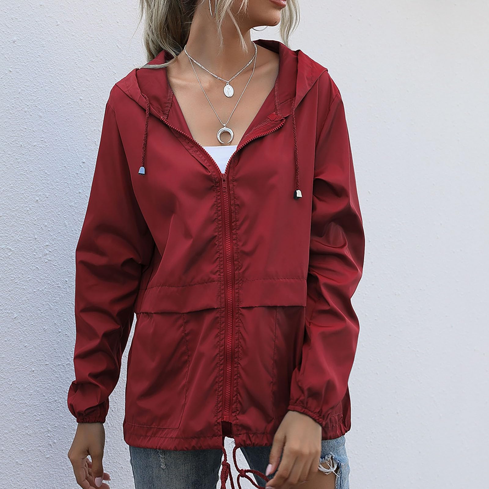 Impermeabile Da Donna Giacca Antipioggia Leggera A Con Cappuccio Per Esterni Giubbotti Impermeabili Trasparente Giubbino Antivento Pioggia Anti Womens Rain Jacket Moto Completo Vento