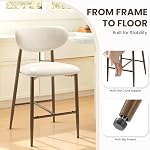 MALOL Bar Stools Set of 4, 25" Counter Height Stools with Back, Soft & Breathable Fabric, Sturdy Metal Frame with Cross Support, Ergonomic Design for Kitchen Island & Home Bar,Beige