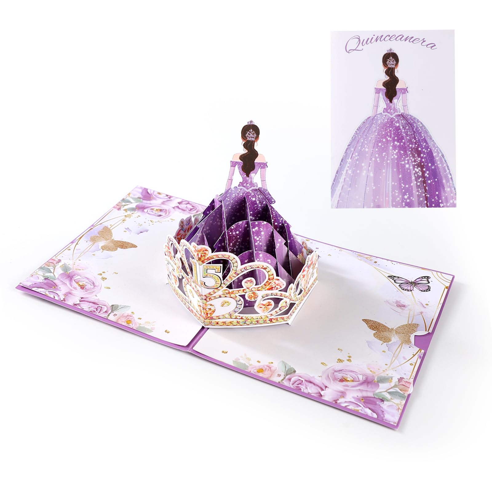 Quinceanera Card,15th Birthday Card for Quinceanera Gifts,Tarjetas Para 15 Años Quinceañeras,Numero 15 Centro De Mesa Decoracion Para 15 Años Quinceañeras