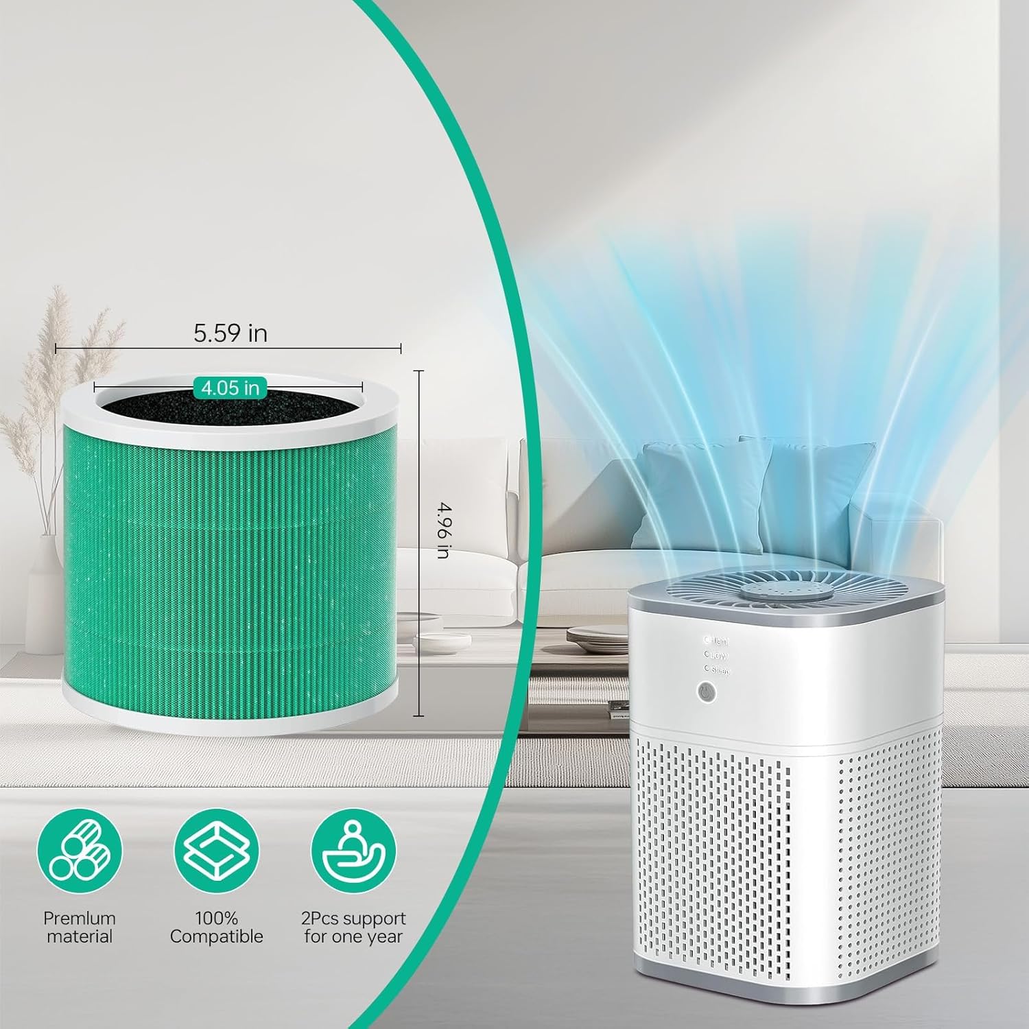 2 Pack HY1800 Replacement Filter Compatible with CHIVALZ/MORENTO/Loytio/Honeyuan/AYAFATO/IOIOW, 3-in-1 Filtration System True Activated Carbon HY1800 Filter Replacement - Image 2