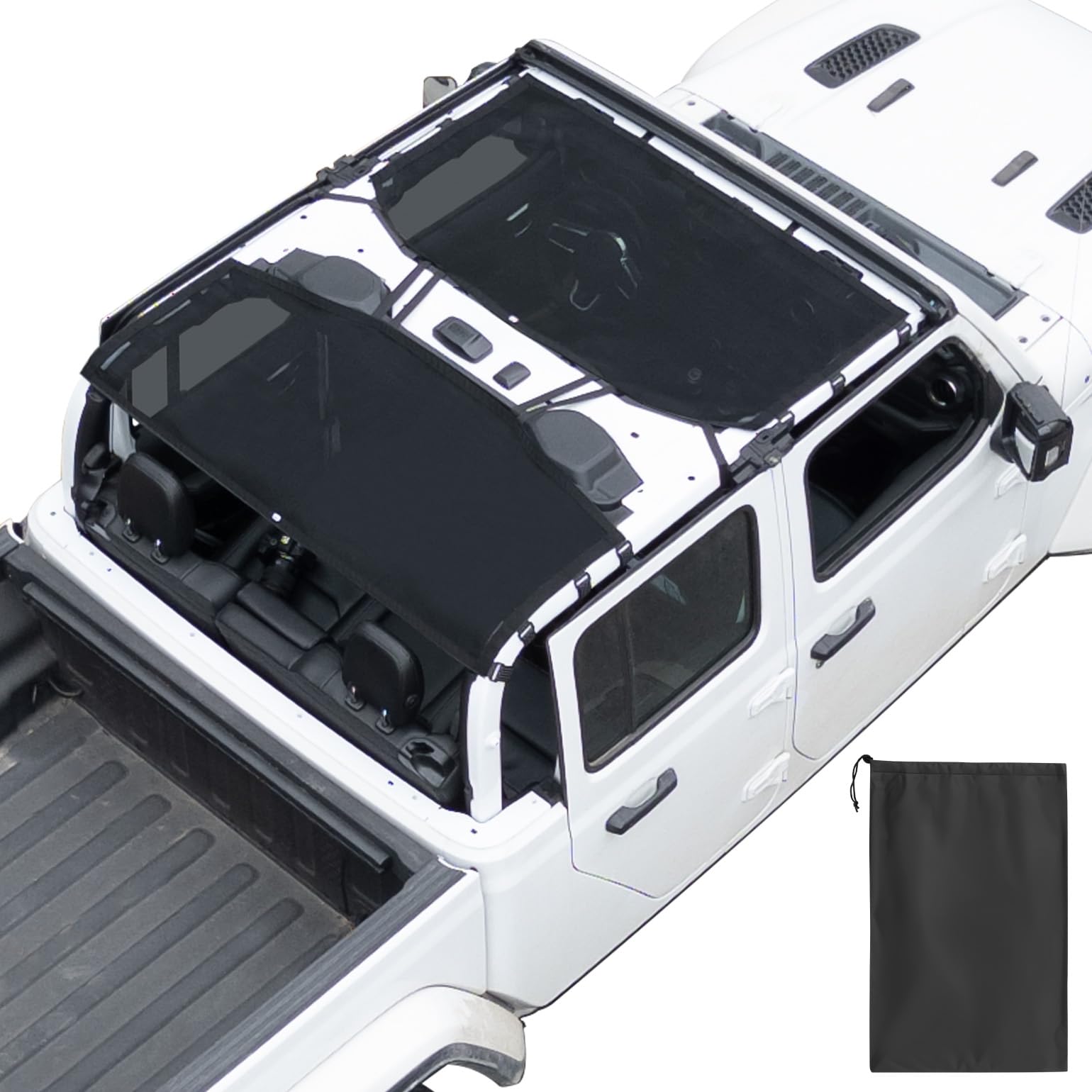 Photo 1 of JOYTUTUS Mesh Sun Shade Top for Gladiator JT (2020-2026) – Full Coverage Custom-Fit Integrated No-Slip Straps for Easy Install, UV Blocking, Wind & Noise Reduction(Front & Rear)