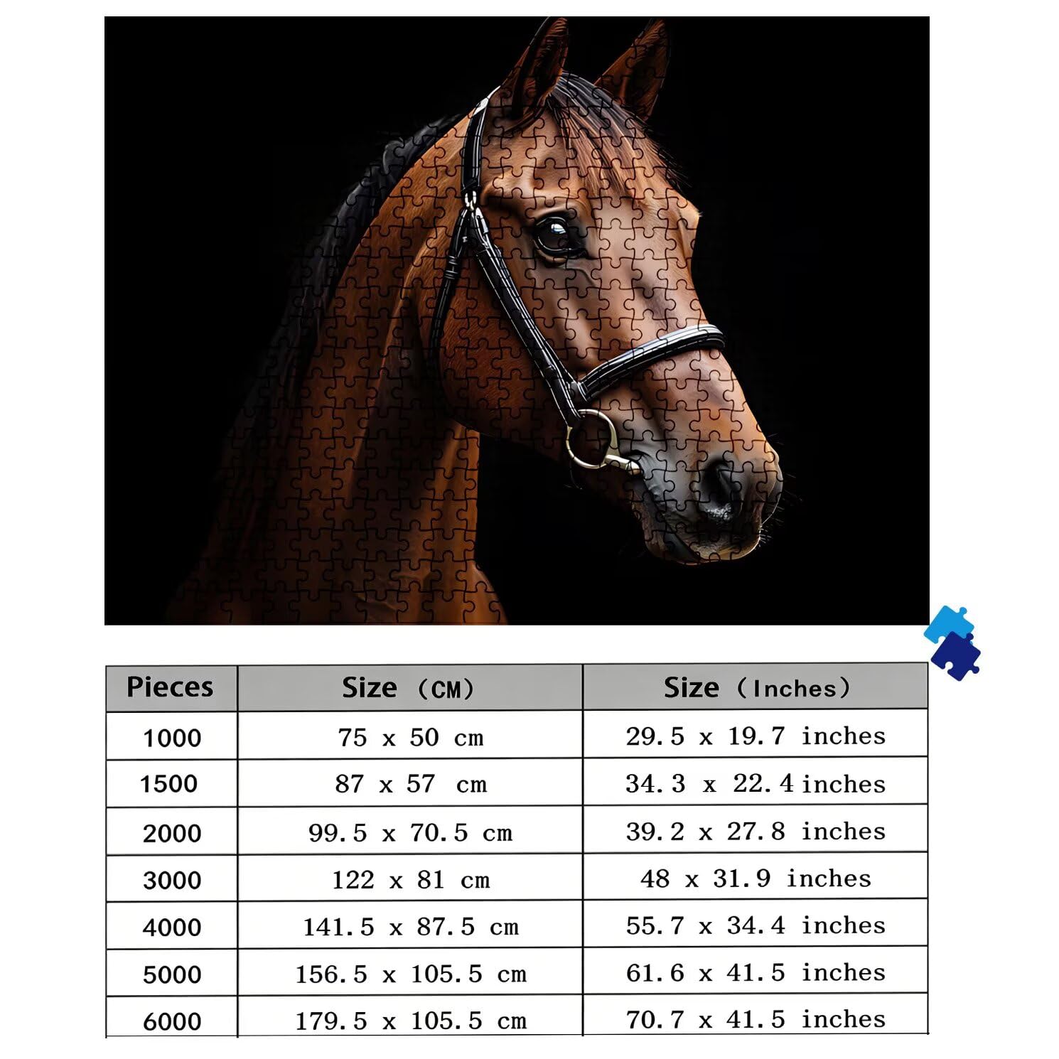 Puzzle 1500 Teile, Holzpuzzle Erwachsene - Impossible Puzzle 87 x 57 cm niffliges Denkspiel & Denksport für Frauen & Männer, Familienspiel für Spieleabende, Geschenk für Frauen Pferd Tier w0-525