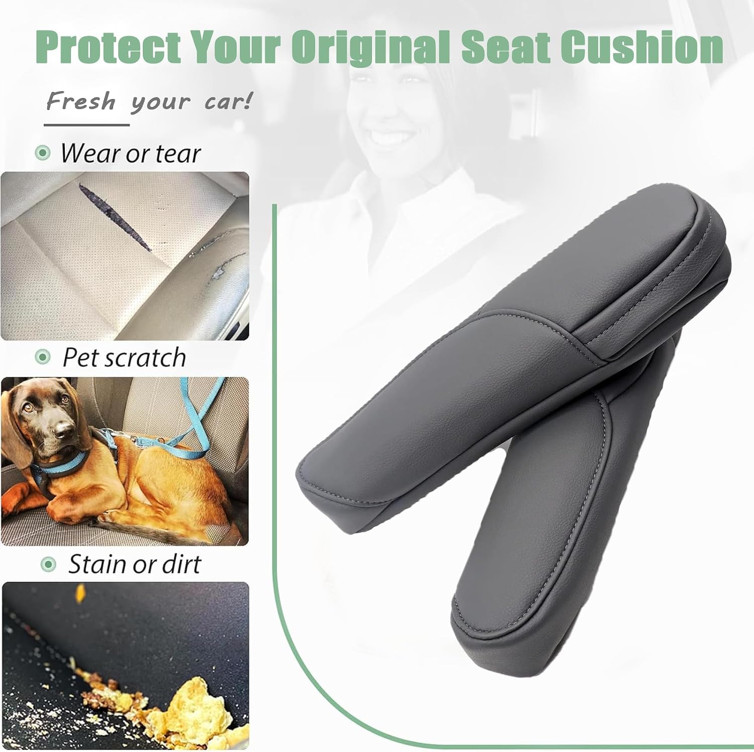 Priprilod Front Seat Armrest Cover Microfiber Leather with Zipper Detachable for Easy Cleaning Dark Gray Compatible with Honda CR-V CRV 2007 2008 2009 4-Door | Left & Right Arm Rest Replacement Cover