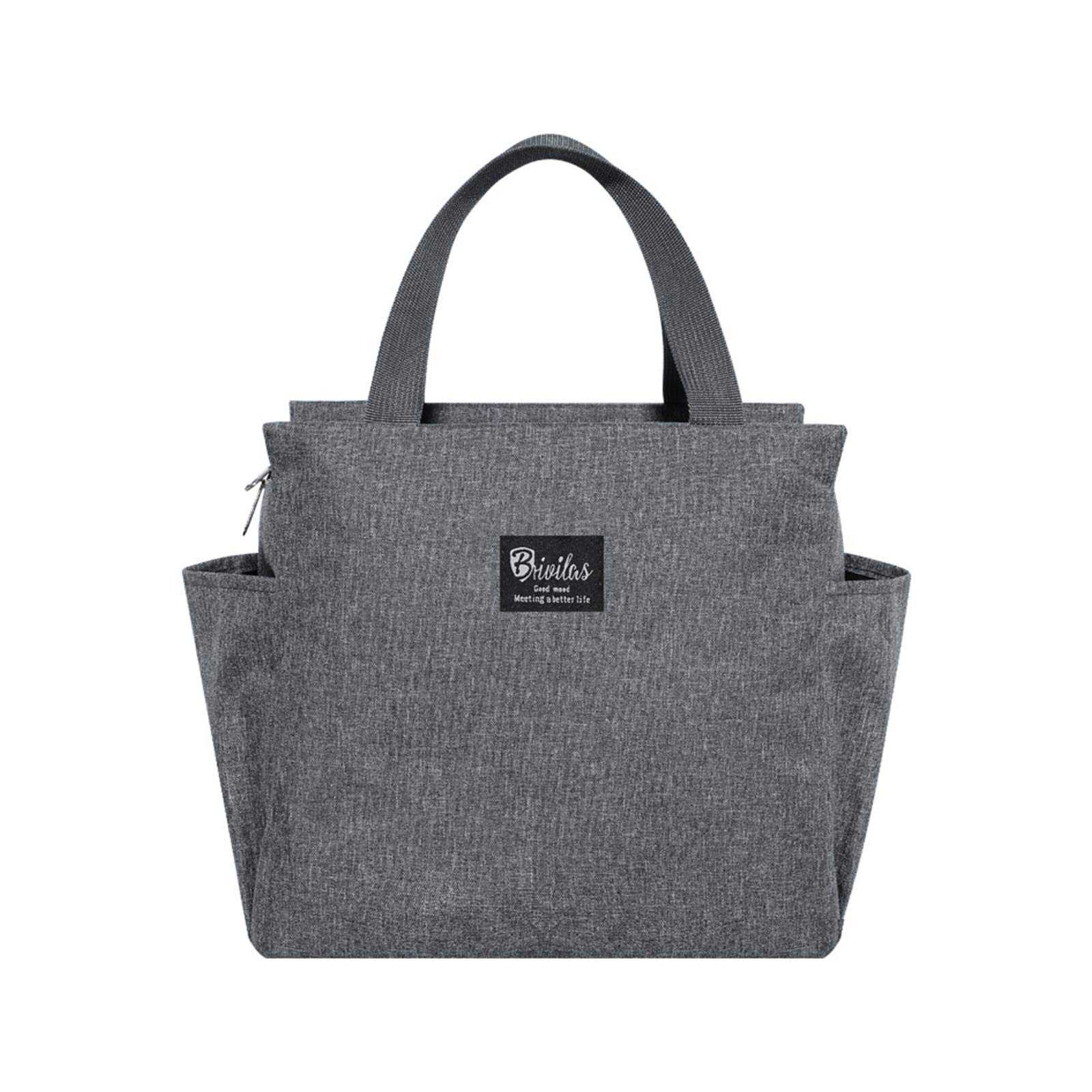 Aimili Insulated Shopping Bag For Small Food Or Food Delivery, Sturdy Zipper And Strap, Foldable, Washable, Heavy Duty, Upright, Fully Reinforced Bottom (1 Pack, Grey)