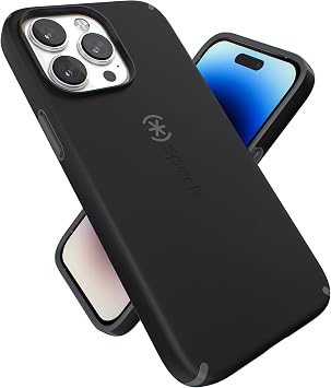 Speck for 6.7 inch iPhone 14 Pro Max Case - حافظة هاتف رفيعة مع حماية من السقوط ، مقاومة للخدش مع لمسة ناعمة - حافظة طبقة مزدوجة ، أسود / رمادي لامع Candyshell Pro