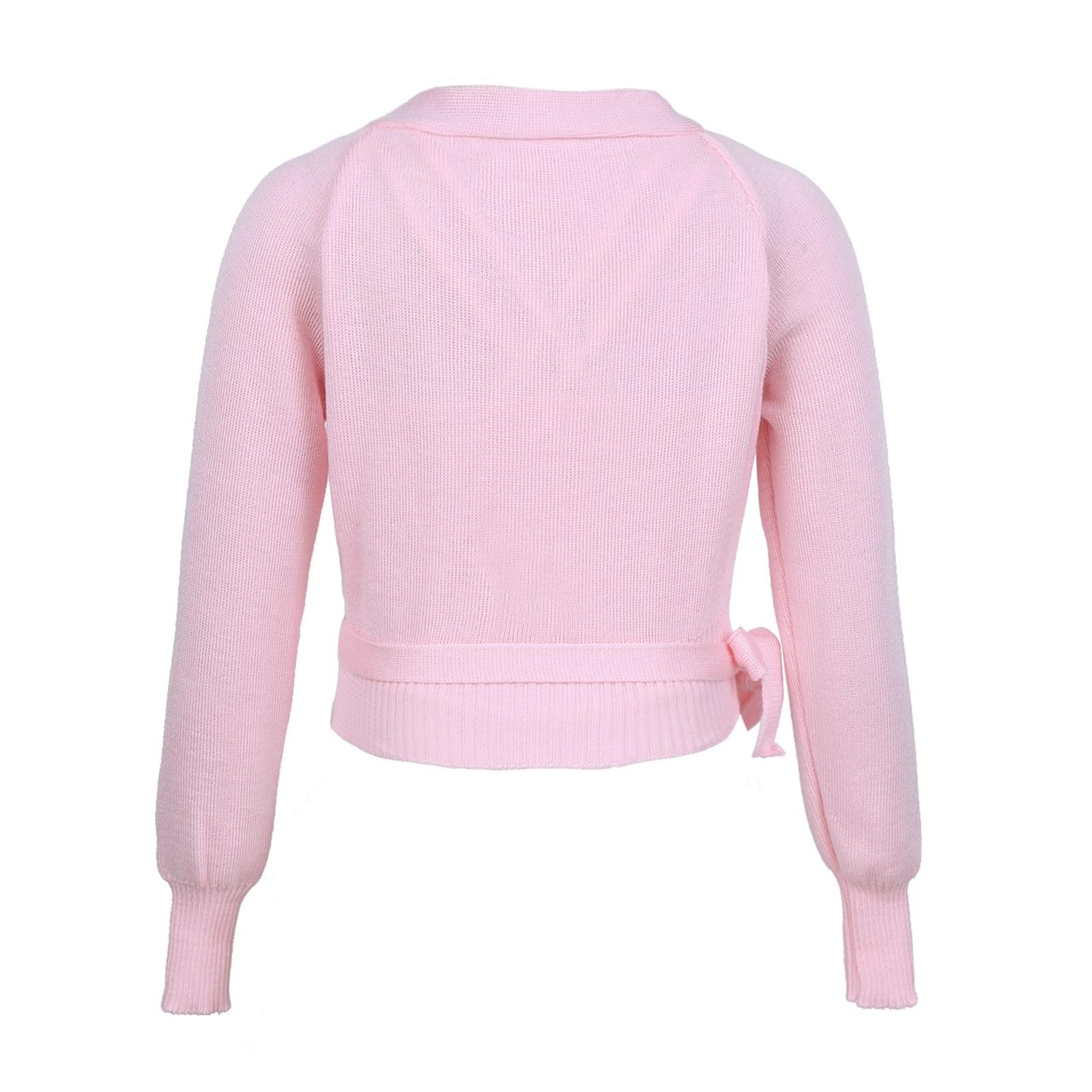 Cache Coeur Danse Classique Fille Enfants Filles Ballet Danse Wrap Hauts Haut Court Pull à Manches Longues Ballerine croisé Cardigan Gymnastique entraînement scène Dancewear(120(3-4 Years))