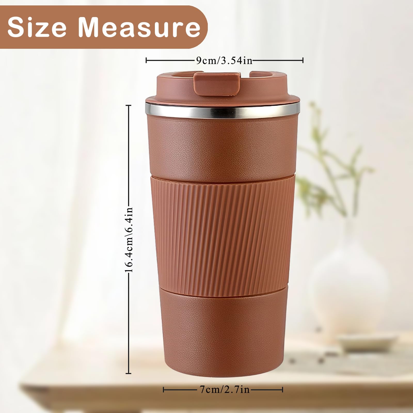 Senshuomy Travel Mug, Insulated Coffee Cup with Leakproof Lid, Reusable Coffee Cups Travel Cup - Image 2