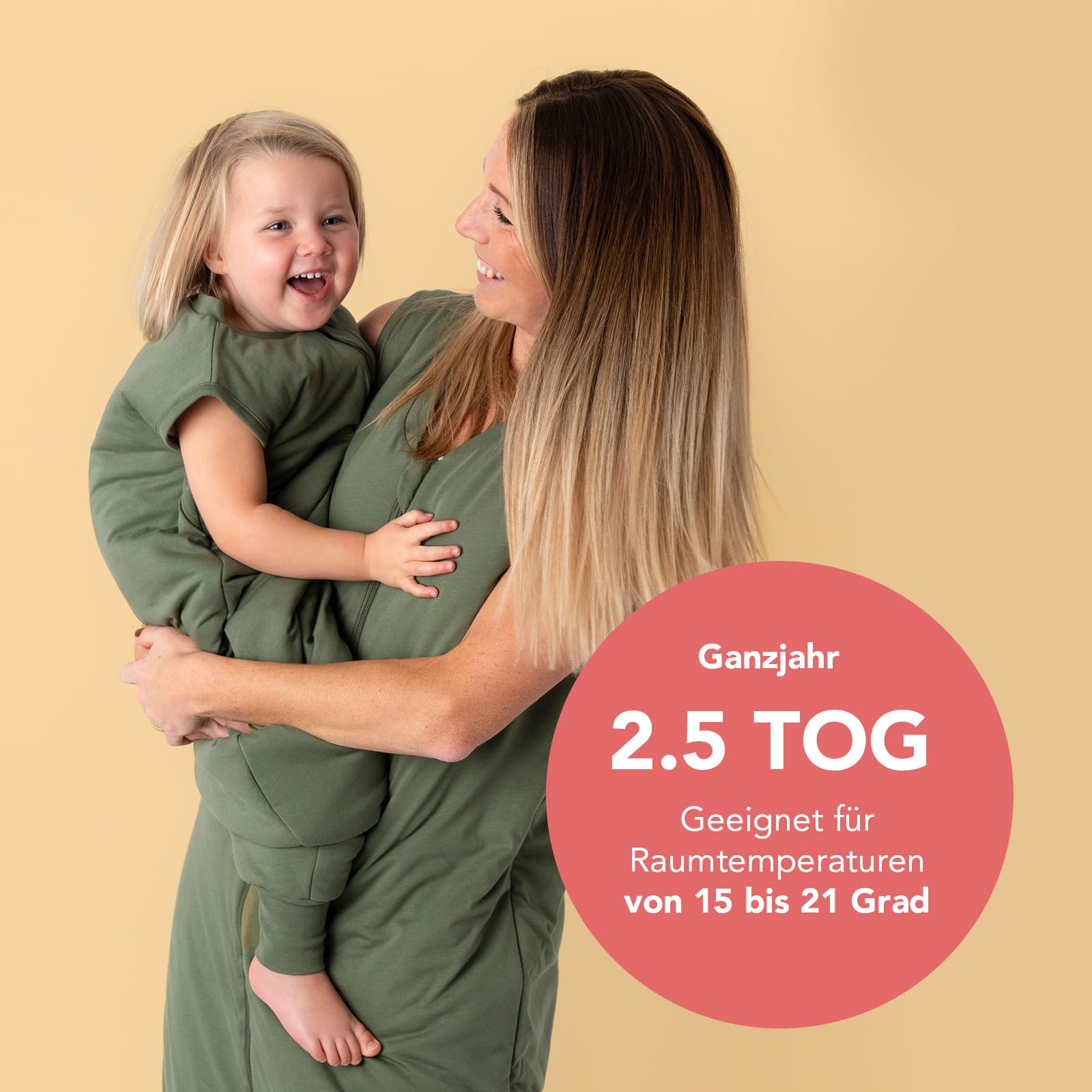 schlummersack Baby Kinder Schlafsack Ganzjahr 90cm Olive | mit Füßen, gefüttert, Ganzjahresschlafsack, 2.5 Tog