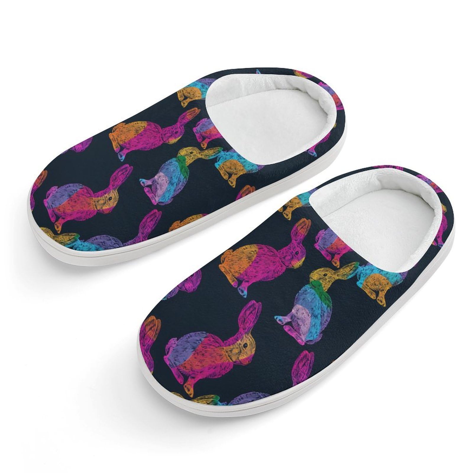 Easter Bunny Colorful Cute Cotton Slippers Anti-Slip House Shoes Printed Slipper for Indoor Outdoor