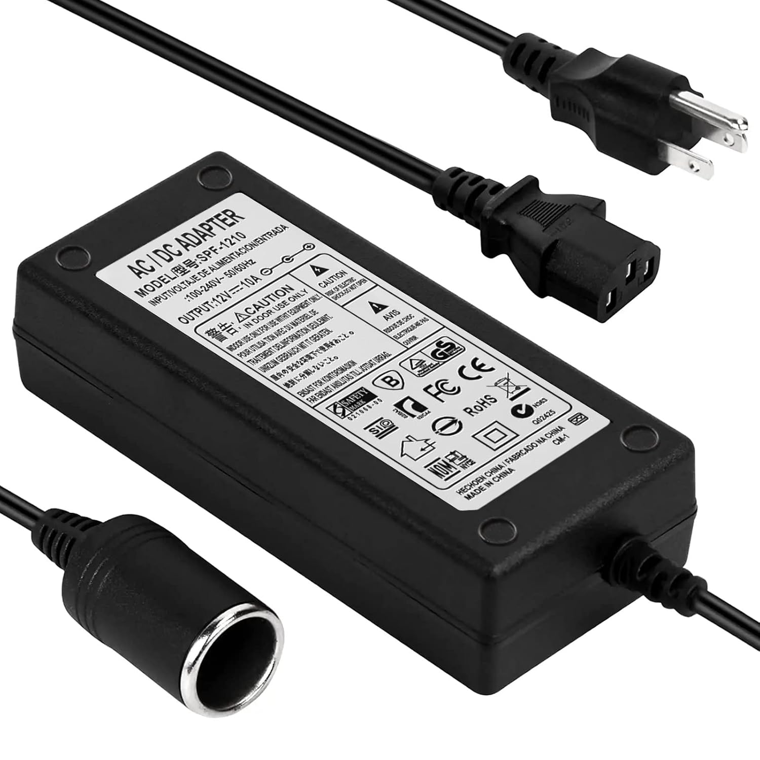 EAGWELL 12V 10A Car Power Adapter for Plug Outlet , AC 100240V to DC