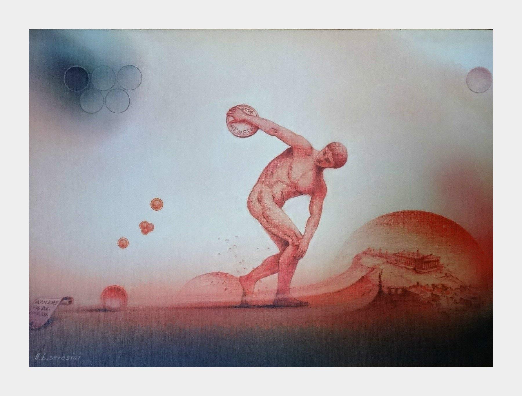 Lnxp Bild Bilderrahmen Foto Sport Olympia Discus Athen 90x70 Cm Exklusive Reproproduktion Bilder Mit Rahmen Barock Wandbild Kunstdrucke Gemälde Retro Repro Antik Für Café Bar Home Büro PraxiS 58B