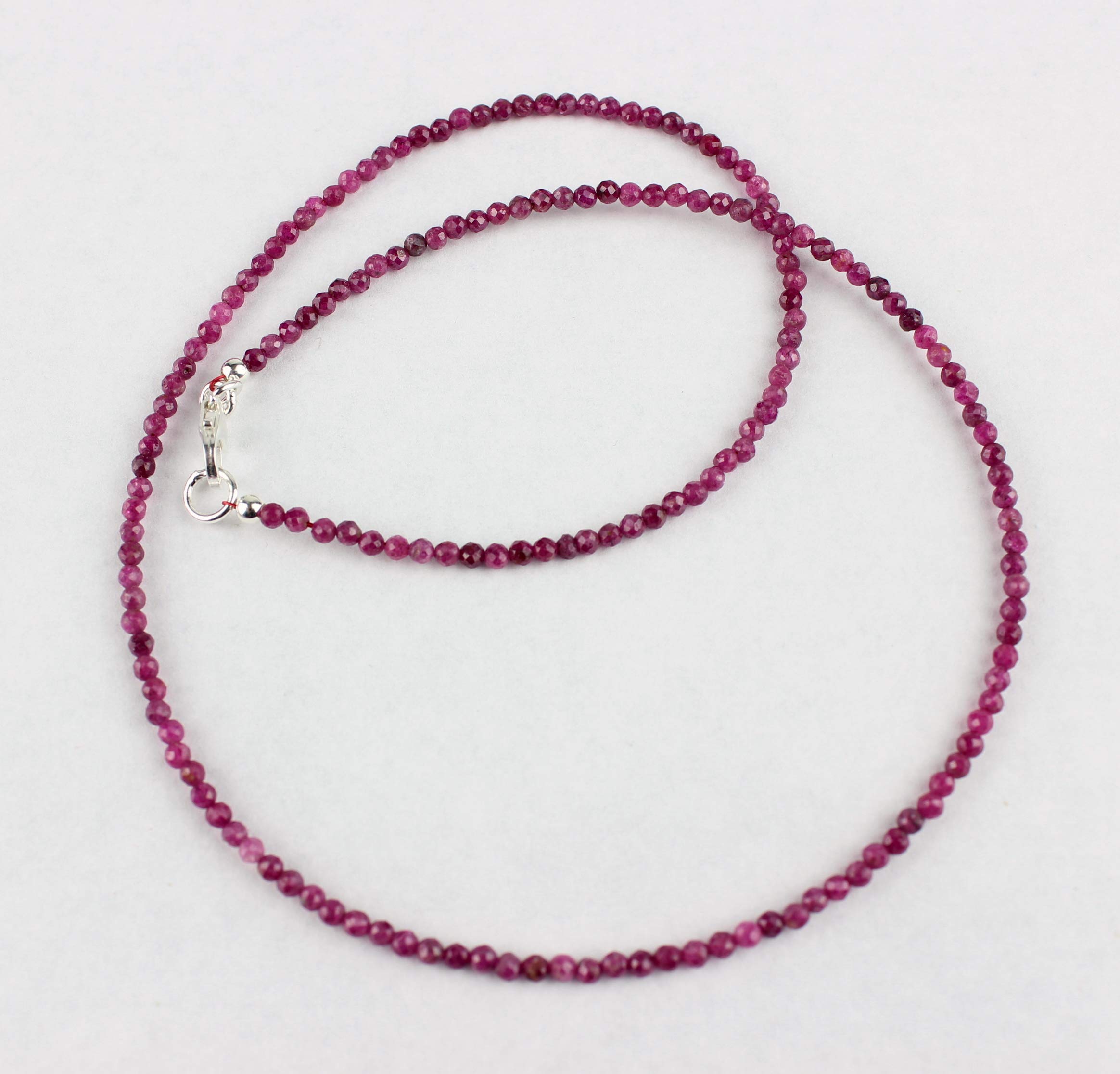 Rubin facettierte Kette feingeschliffen Rot Kugel Collier 45 cm