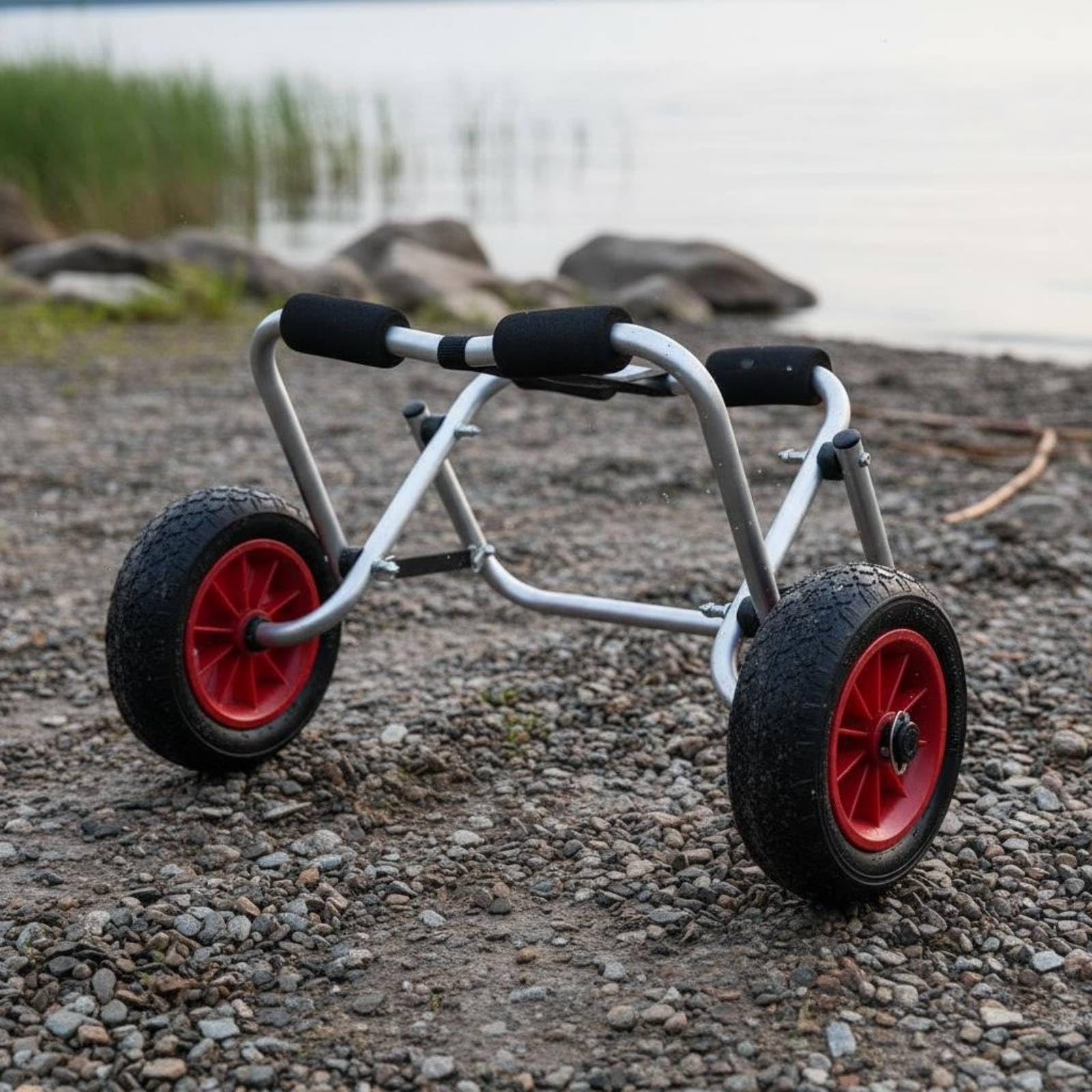 Milageto Carrito de Transporte de Kayak Carro Portátil Carrito Trolley Soporte Ajustable de Aluminio con Protección Acolchada Ruedas de PU Plegado