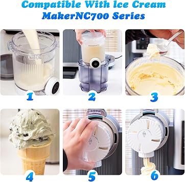 4 Pack Ice Cream Pints and Lids for Ninja CREAMi NC701UK NC700UK NC701 Series, Includes 4 Tubs, Lids, 4 Spoons & Ice Cream Scoop, BPA-Free Dishwasher Safe