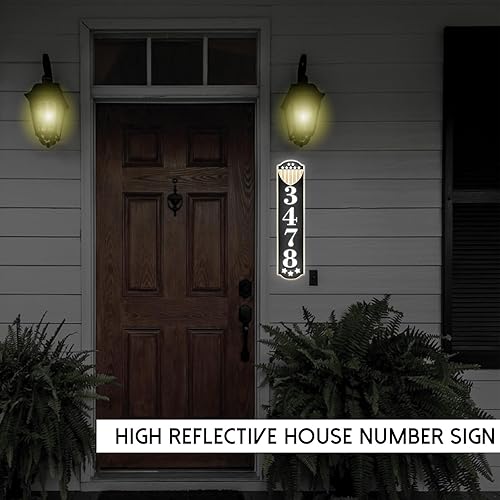 Vista 243 de Placa de dirección de metal personalizada, letreros de números para placa de pared de casa, letrero de dirección de nombre de calle, números de casa