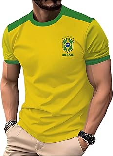 Men's Brasil Soccer Jersey T Shirts Short Sleeve Graphic Tees Football Shirt
