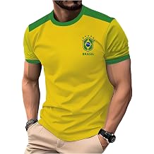 SweatyRocks Mens Brasil Soccer Jersey T Shirts Short Sleeve Graphic Tees Football Shirt