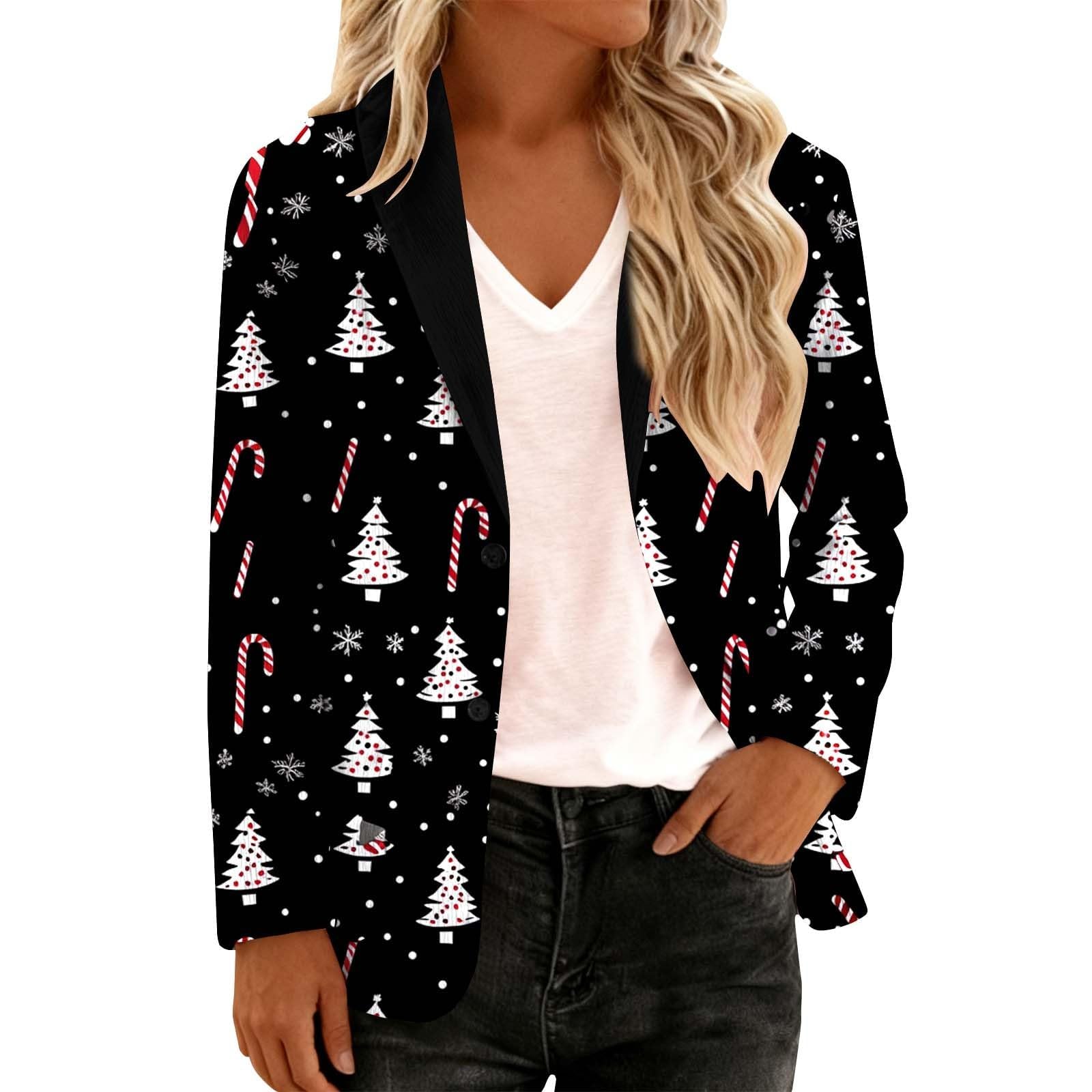 Christmas Blazer for Women Corduroy Xmas Office Suit Jackets Open Front Blazers Holiday Party Fall Winter Outfits