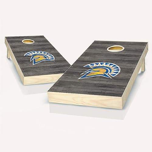 Skip's Garage San Jose - Tablas de Cornhole envejecidas - Elige tu tamaño y accesorios - Incluye 2 tablas, 8 bolsas con logotipo del equipo y más