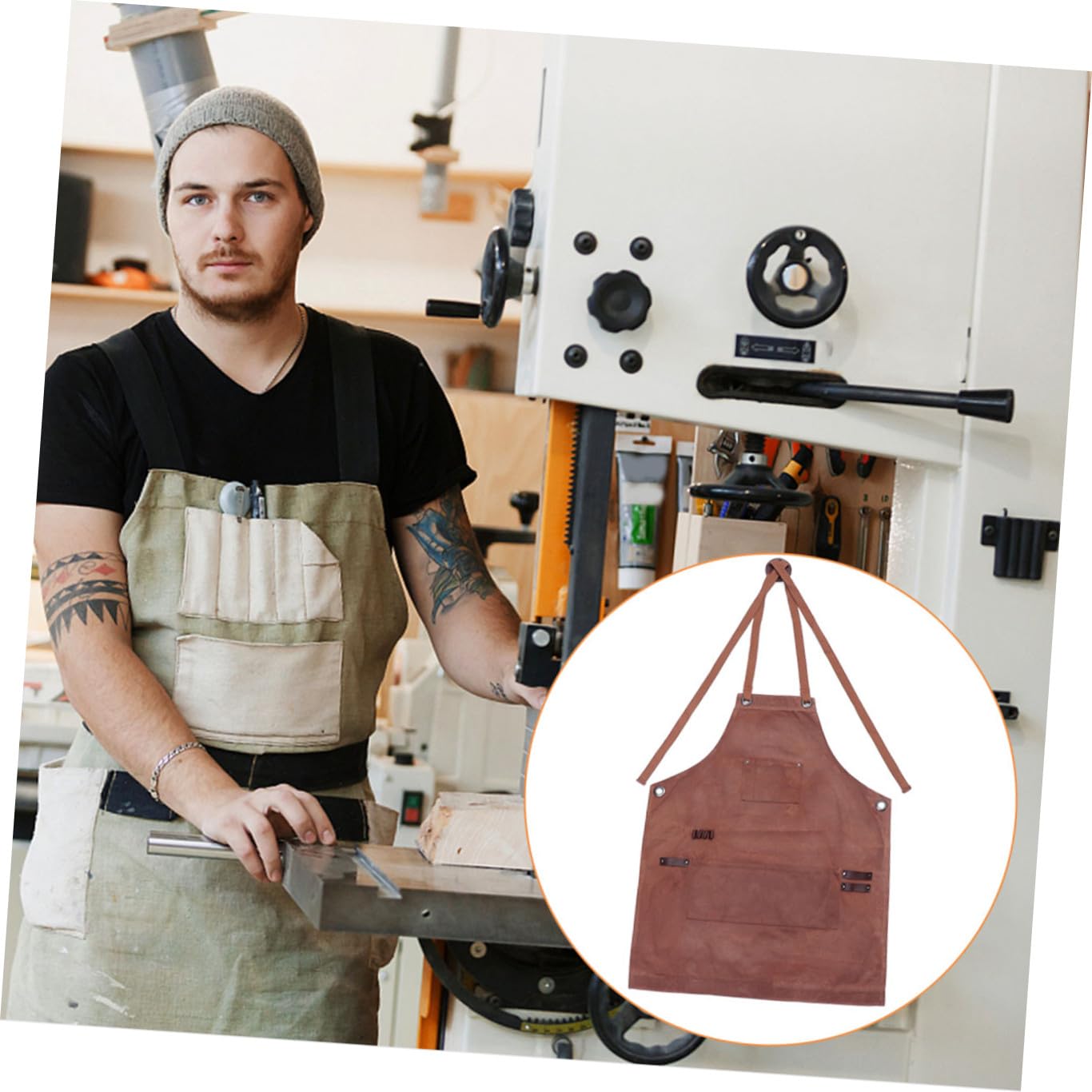 Holzbearbeitungsschürze Aus Gewachstem Canvas Mit Werkzeugtaschen Für Herren Arbeitsschutzkleidung Mit Doppelnähtiger Konstruktion Und Bequemer Rückengurteinlage