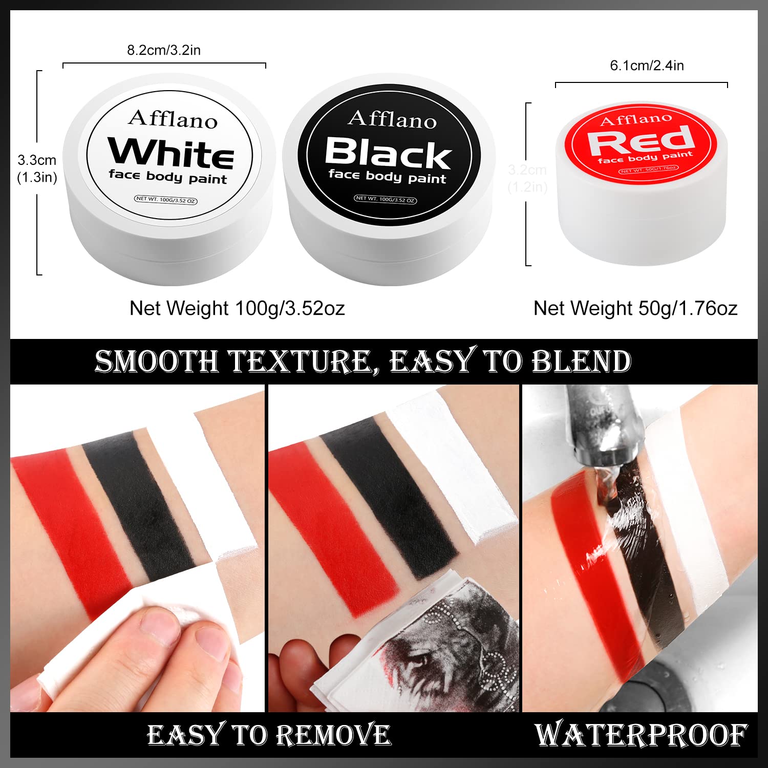 Halloween Clown Zombie Trucco Nero Bianco Rosso Crema Viso Pittura, Afflano Joker Vampiro Cosplay Scheletro Costume SFX Trucco Effetti Speciali Vernici Set Pittura a Base Di Olio Per Bambini Adulti