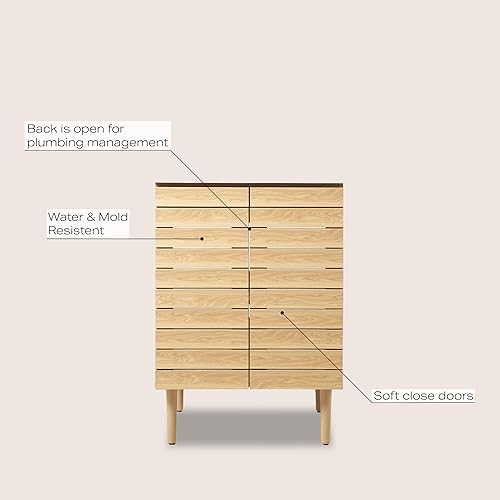 Miniatura 4 de JONATHAN Y VAN1001A Aubert - Armario de baño de 23 pulgadas de ancho x 18 pulgadas de profundidad x 33 pulgadas de alto con listones lineales de