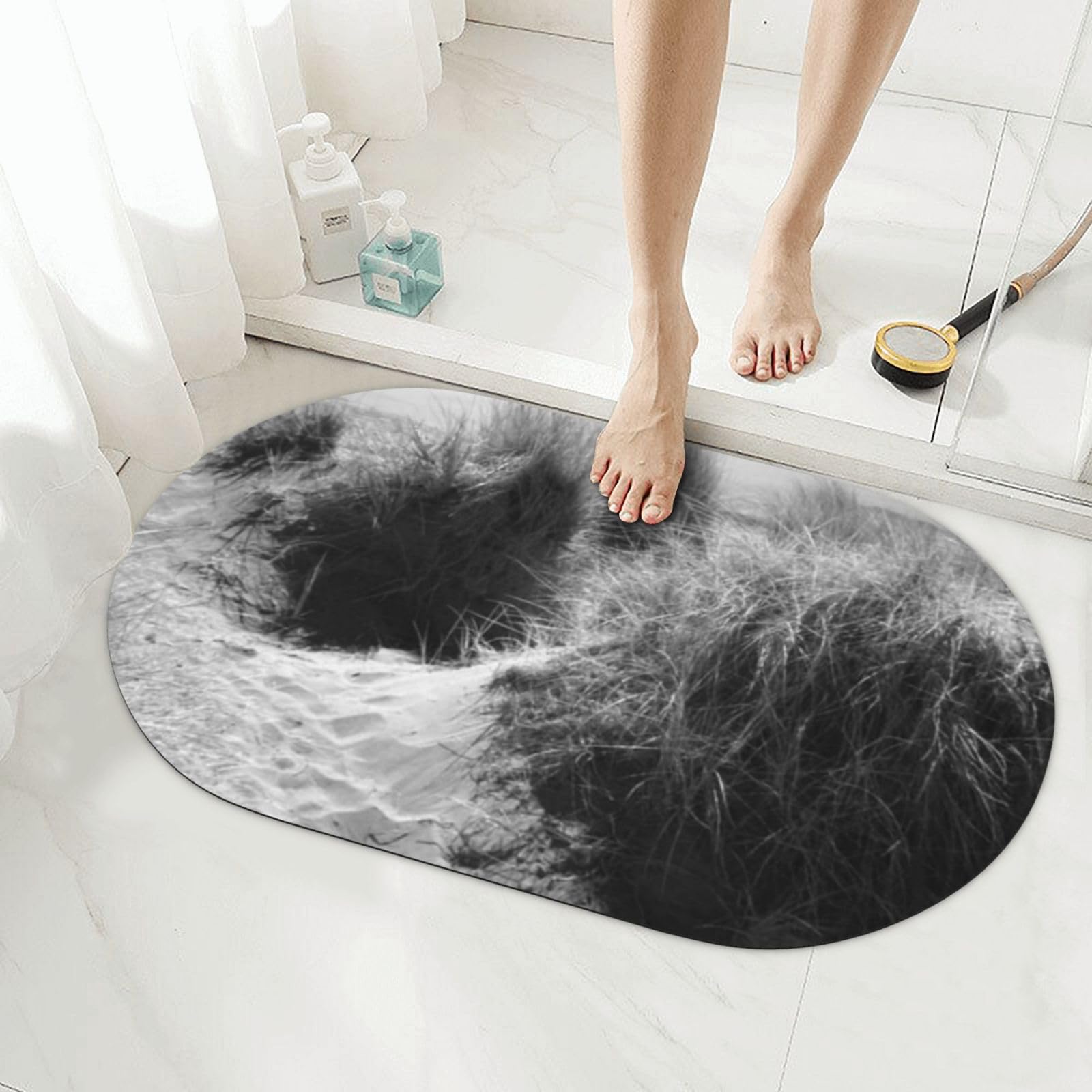 Tapis de bain super absorbant style bord de mer pour sortie de douche moderne