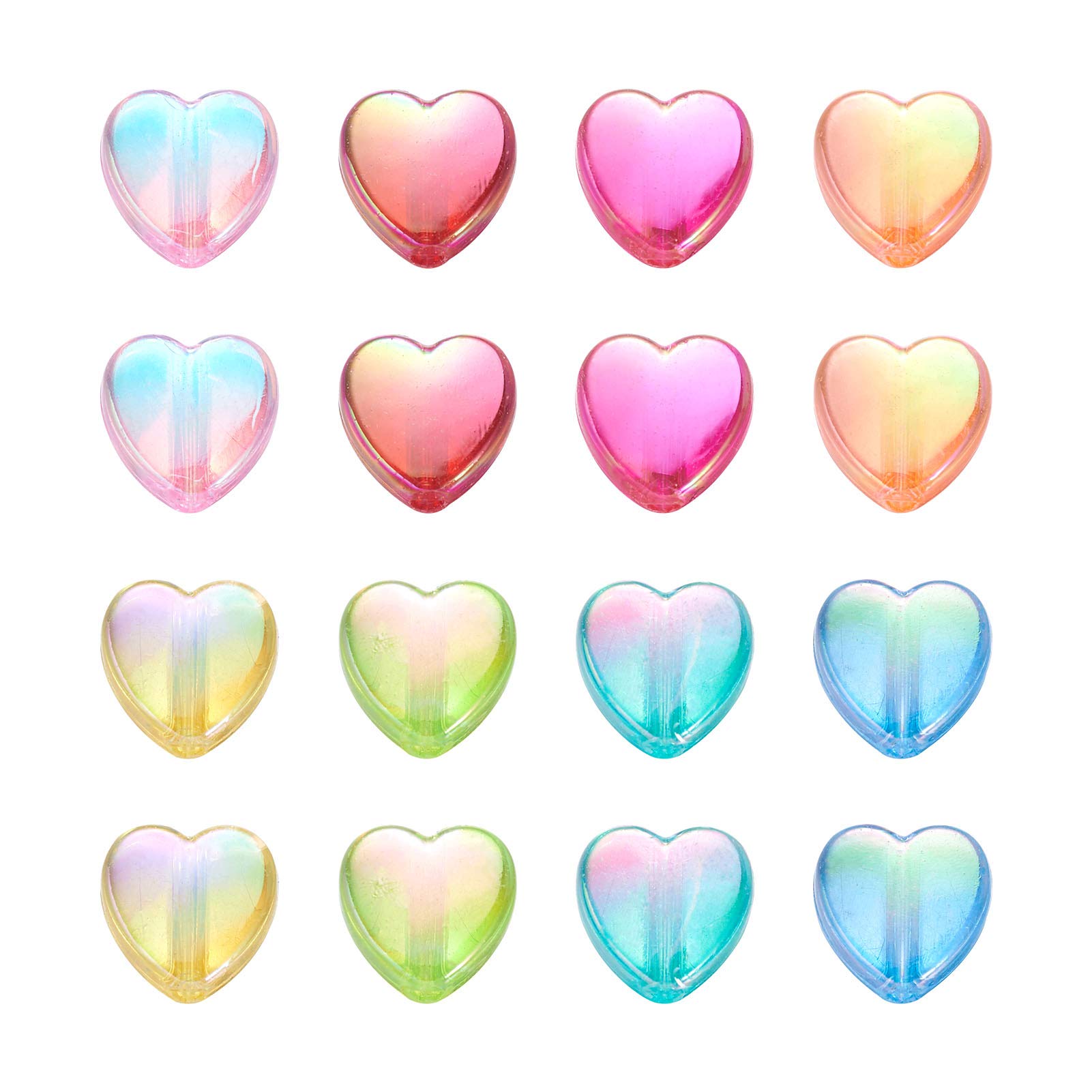 Cheriswelry 200pcs 8mm Crystal AB Acrylic Heart Beads Colorful Love Heart Pony Beads for DIY Message...