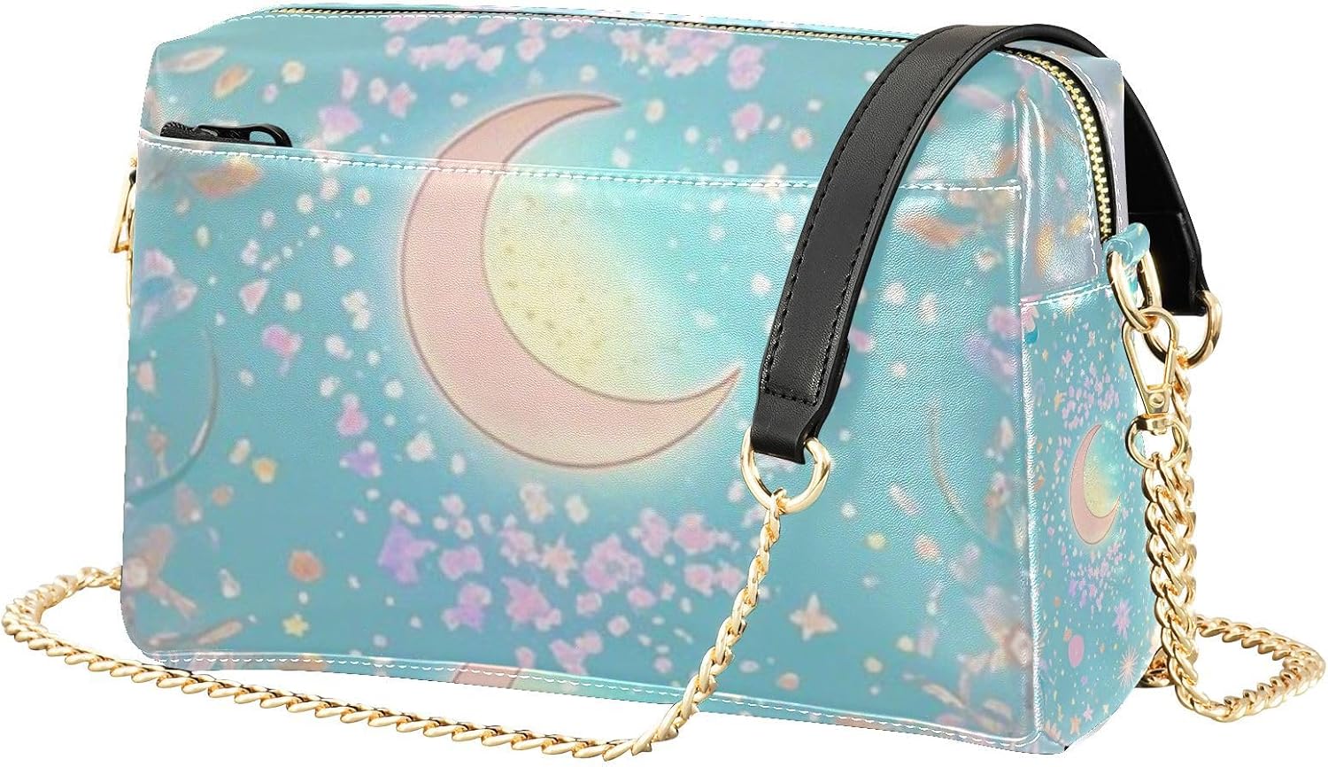 Blue-pink Tarot Astrology Small Crossbody Bags For Women Vegan Leather Cross Body Purse Waterproof Shoulder Hand Bag For Woman