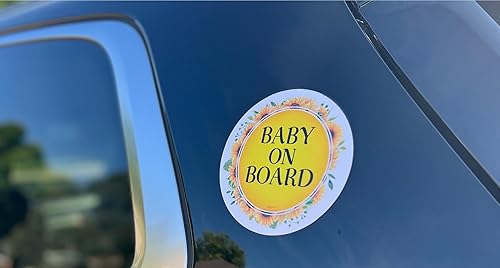 Miniatura 3 de Imán de girasol a bordo para automóvil, 5 x 5 pulgadas, calcomanía magnética para bebé a bordo para automóviles, bonita calcomanía decorativa de