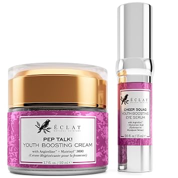 Eclat Anti-Aging Duo - Collagen Youth Boosting Face Cream 17 fl oz and Under Eye Serum 0.5 fl oz for Anti Aging and Moisturize Skin