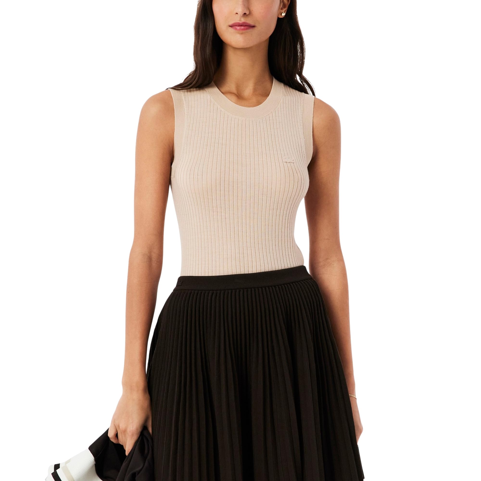 Womens Merino Wool 3D Knit Sleeveless Sweater