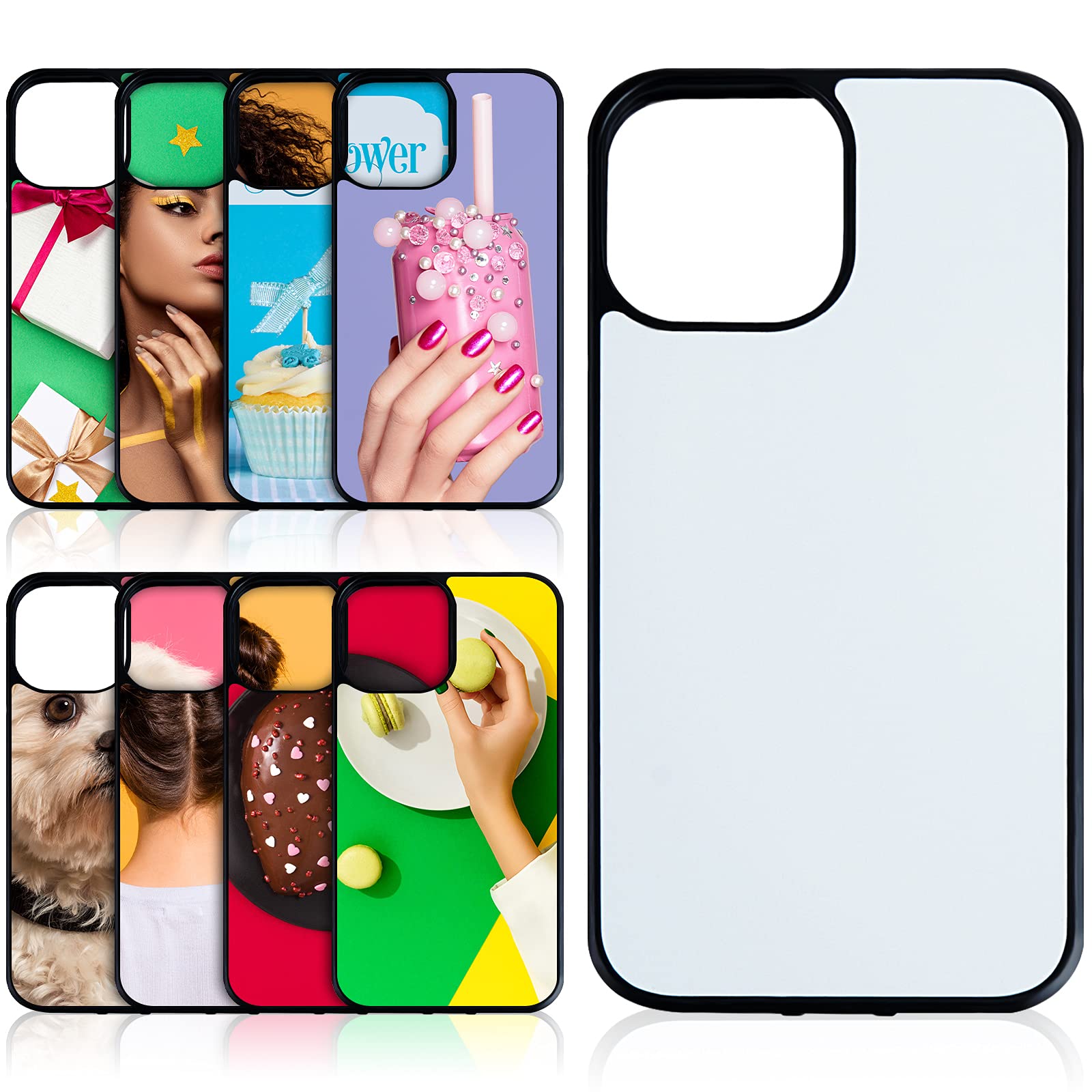 8 Pieces Sublimation Blanks Phone Case Covers for Compatible with iPhone 12 Pro Max, 6.7 Inch Blank Printable Phone Case Cover for Heat Press DIY Protective Shockproof Slim Case