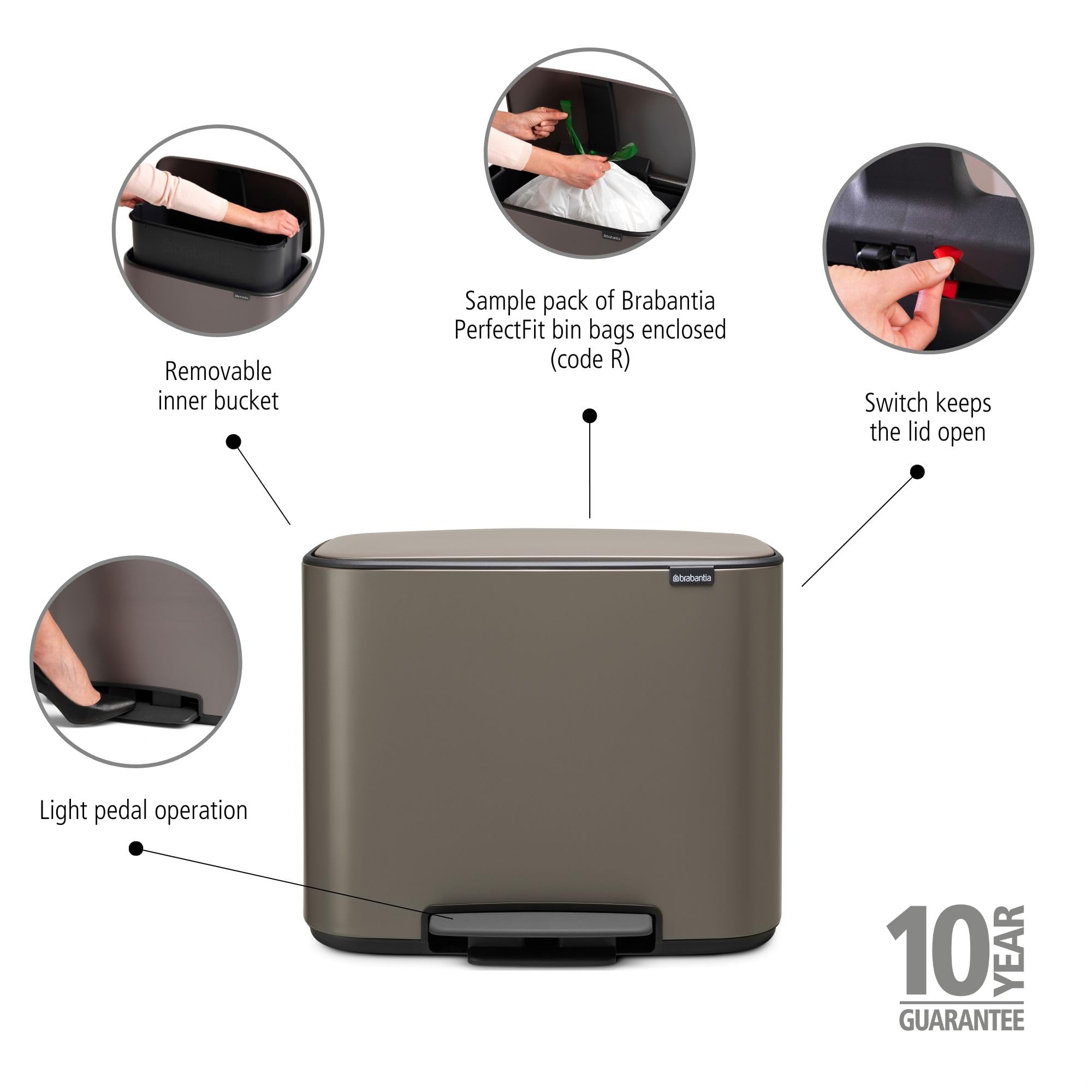 Amazon｜ブラバンシア ゴミ箱 蓋付き ペダル式 36L 幅54×奥行36.5×高さ