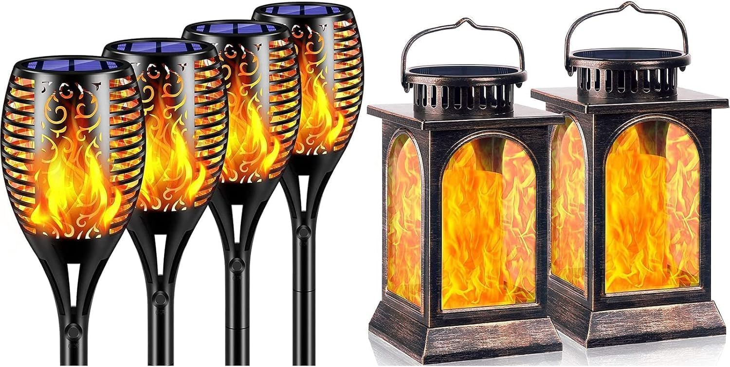 TomCare Solar Lights Outdoor Flickering Flame Solar Torches Lights Outdoor Lighting for Garden Patio Yard