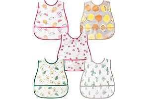 R HORSE Plastic Bibs with Food-Catcher for Happy Toddlers (5-pack)
