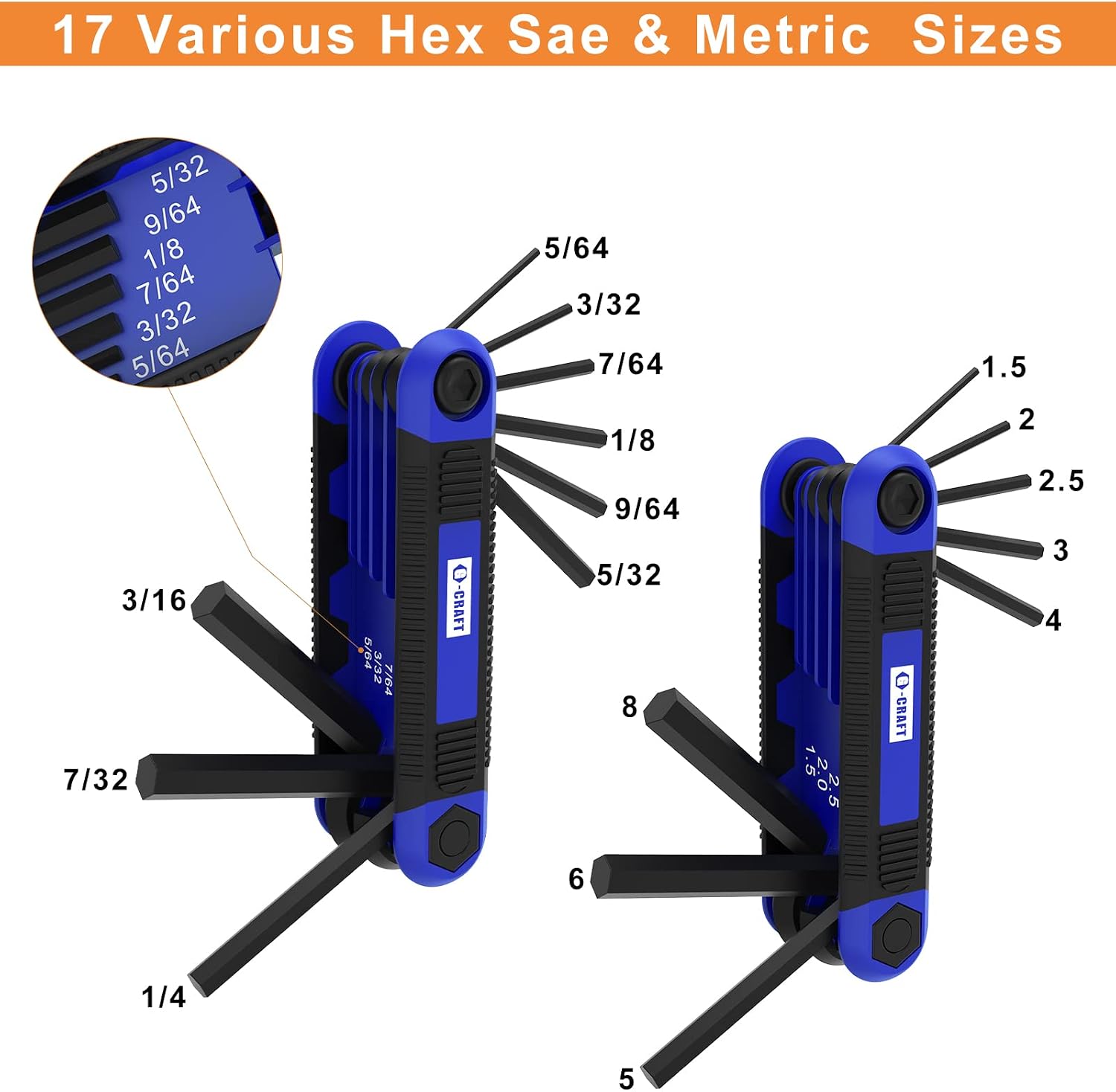 Allen Wrench Set, 2 Pack Aluminum Hex Key Set Metric & Standard SAE - Allen Key Set Made of Aluminum Alloy for Hex Head Socket Screw, Tool for Men Women Husband (Plastic)