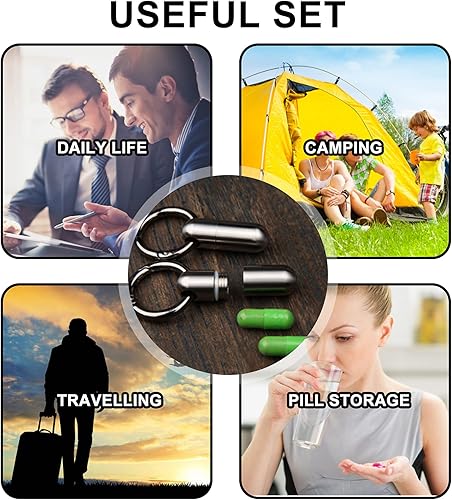 Miniatura 6 de Autuveen Pastillero para llavero, de titanio, micro pastilleros, pequeño, portátil, para bolso, cartera, bolsillo, impermeable, organizador diario