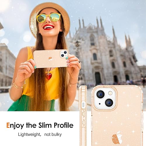 Miniatura 6 de Hython Funda para iPhone 15 Pro Max con purpurina, bonita funda transparente con purpurina brillante, TPU suave antiarañazos, ajuste delgado, a