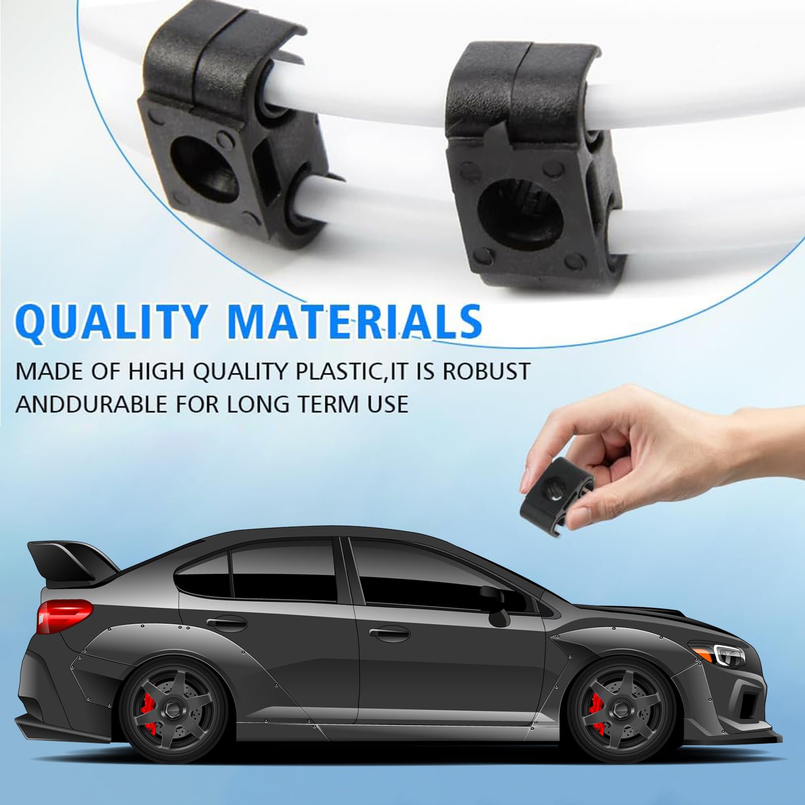 XTUDOU® 100 Pezzi Clip Per Tubo Freno Auto, Clip Per Freno In Plastica, Colore Nero, Supporto Per Floccetta Freno Clip Compatibile Fissaggio Doppia Clip Accessori Generali Automobilistici - 6